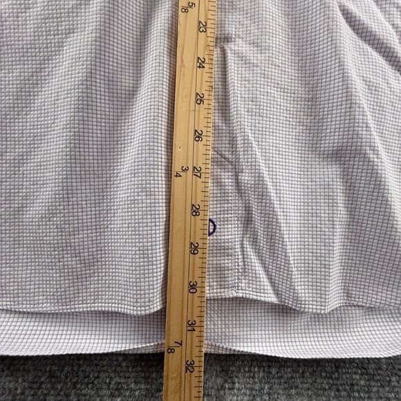 David Donahue Button Up Shirt Purple Check 16.5 34/35 Trim Fit Woven Adult Men - Picture 4 of 14